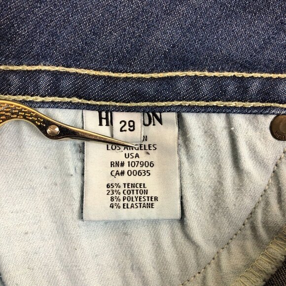 Hudson Flare Jeans Sz 29 Low Rise Signature Logo Flap Pockets 2 Button Zip 30x29 - Picture 10 of 12